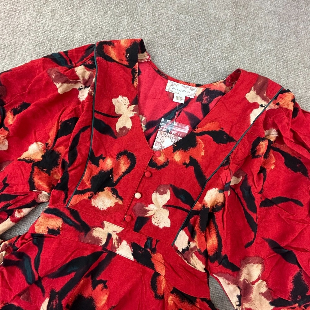Band Of The Free Dolly Fit & Flare Dress Womens Medium Red Black Floral Viscose